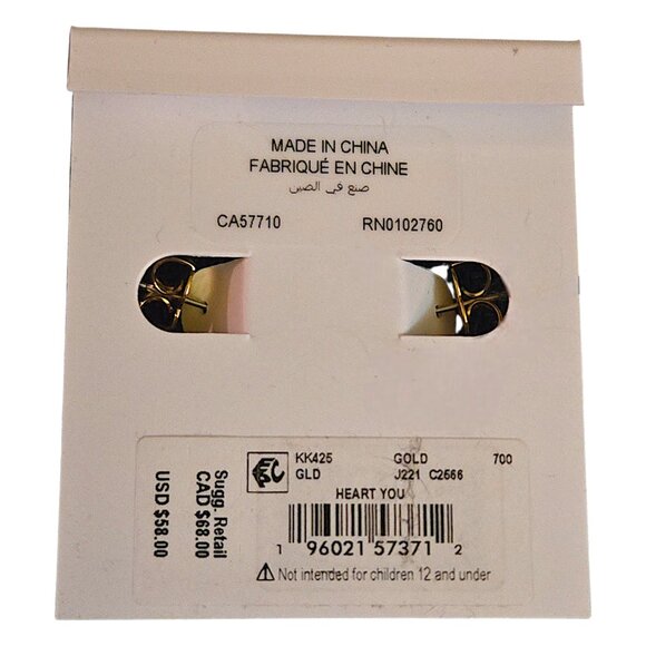 Kate Spade New York Heart You Gold-Tone Huggie Hoop Earrings, Authentic - Picture 2 of 7